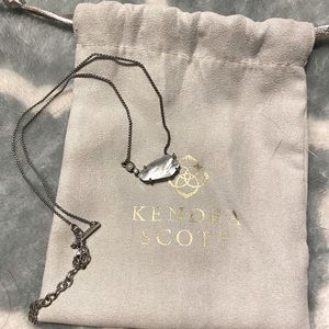 Kendra Scott iridescent abalone silver necklace.